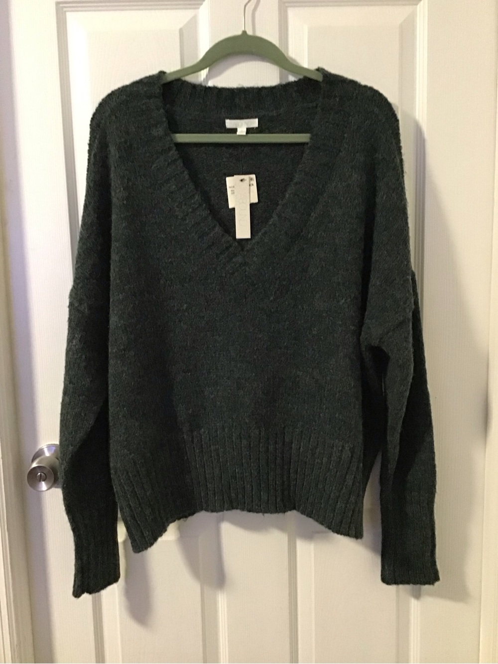 Abound Dark Green V-Neck Pullover Sweater